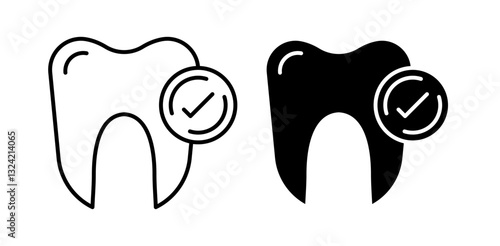 Tooth check icon pack in flat and thin liner vectors graphic for ui designs