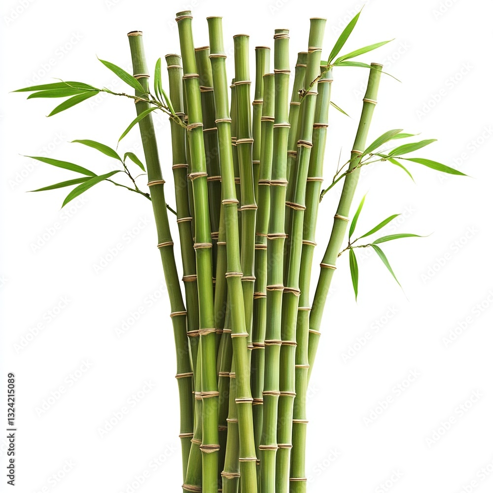 Lush green bamboo stalks and leaves isolated on white. Lush green bamboo stalks and leaves isolated on white.