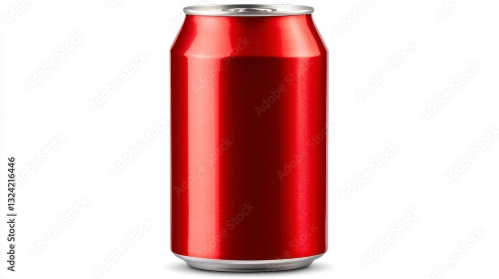Bright Red Aluminum Can Isolated on White Background for Design Use Bright Red Aluminum Can Isolated on White Background for Design Use