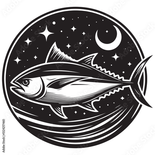Tuna seafood. Tuna fish vector illustration.