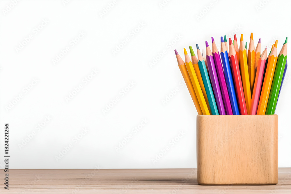 Obraz premium Colorful pencils in a wooden box