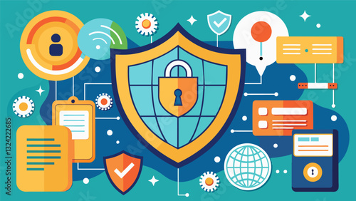 Highly advanced security protocols that ensure data confidentiality and integrity at all times.. Vector illustration