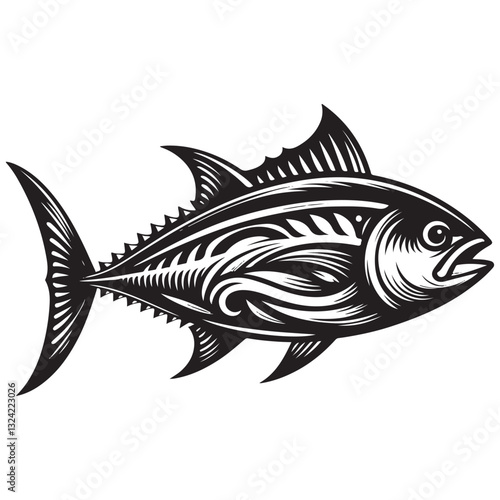 Tuna seafood. Tuna fish vector illustration.