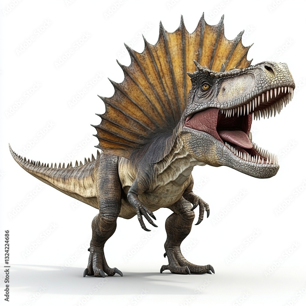 A roaring dinosaur with a large frill. A roaring dinosaur with a large frill.