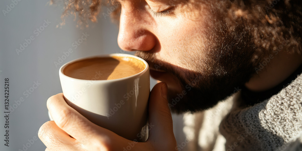 Man with Beard Holding Mug of Coffee Man with Beard Holding Mug of Coffee