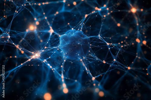 Wallpaper Mural Abstract neural network digital art background image deep blue network web mesh dark data dots nodes Torontodigital.ca