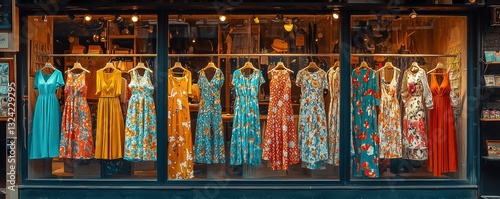 Vibrant Asian Women's Fashion: Stylish Colourful Dresses Display in India's Trendiest Shopping Malls, Showcasing Beautiful Indian Designs and Bold Colours.