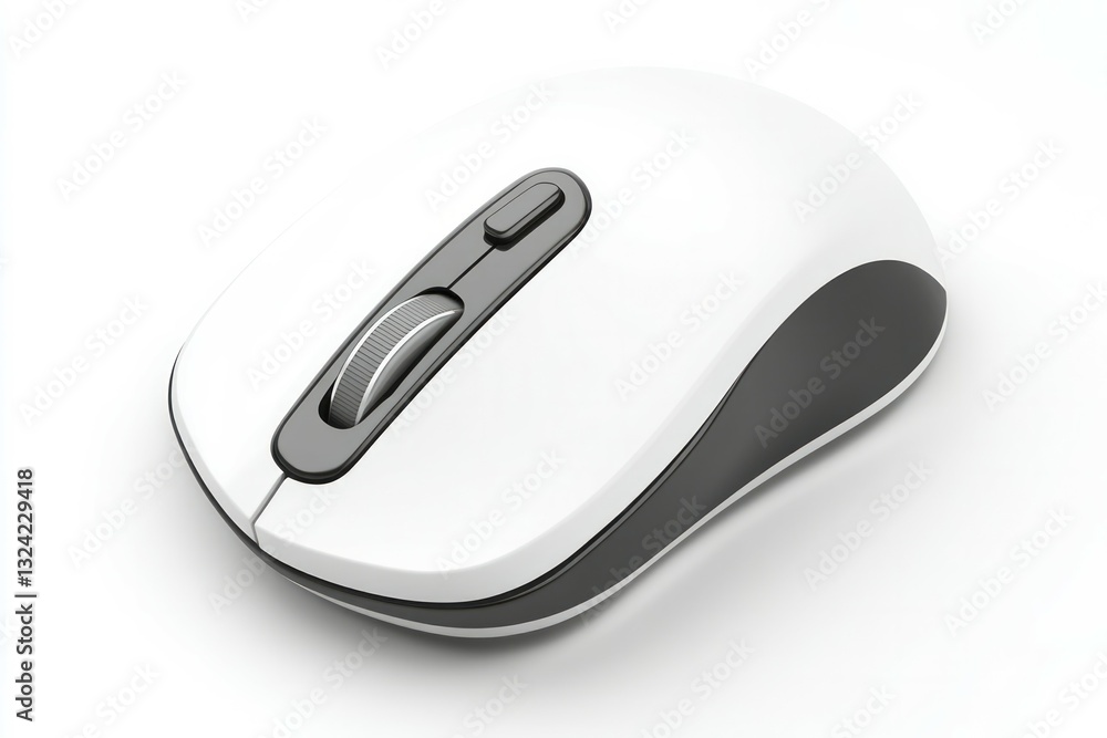 White wireless mouse on solid white background. Neural network AI generated White wireless mouse on solid white background. Neural network AI generated