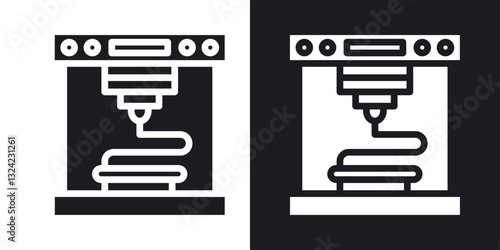 3D printing Icons vectors set for web designs in black colors