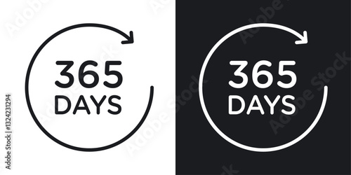 365 Day Icons vectors set for web designs in black colors