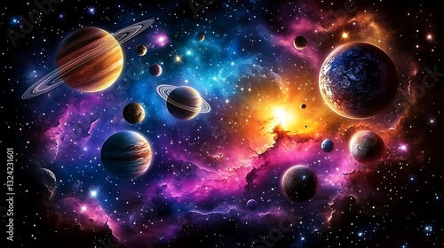 Cosmic planets nebula space wallpaper