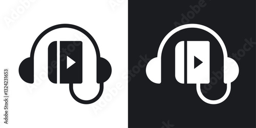 Audiobook Icons vectors set for web designs in black colors