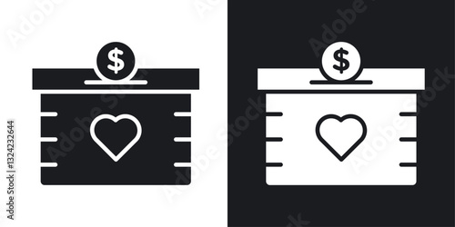 Charity box Icons vectors set for web designs in black colors