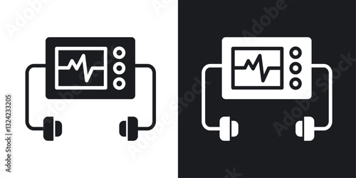 Defibrillator Icons vectors set for web designs in black colors