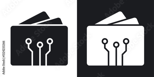 Digital wallet Icons vectors set for web designs in black colors