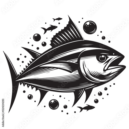 Tuna seafood. Tuna fish vector illustration.