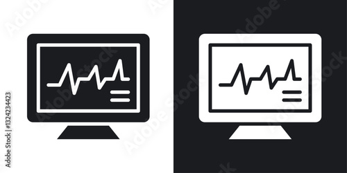 Heart rate monitor Icons vectors set for web designs in black colors
