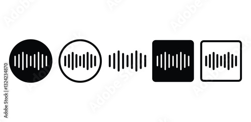 Sound Wave Icons Black and White Vector Illustrations Design