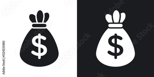 Money bag Icons vectors set for web designs in black colors