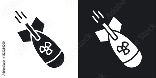 Nuclear bomb Icons vectors set for web designs in black colors