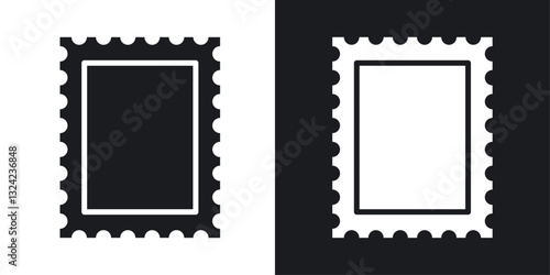 Postage stamp Icons vectors set for web designs in black colors