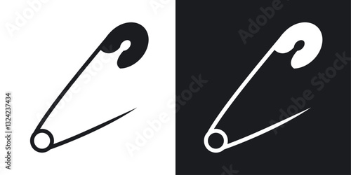 Safety pin Icons vectors set for web designs in black colors