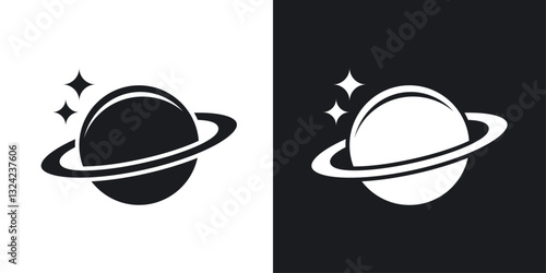 Saturn planet Icons vectors set for web designs in black colors