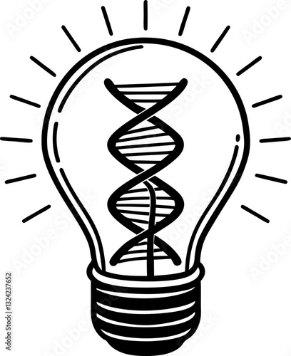 Genetic innovation concept dna helix in light bulb represents science and creativity