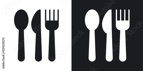 Spoon forks and knife Icons vectors set for web designs in black colors