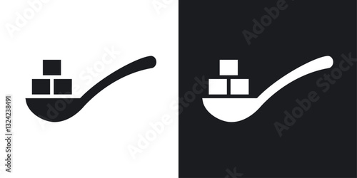 Sugar cubes spoon Icons vectors set for web designs in black colors