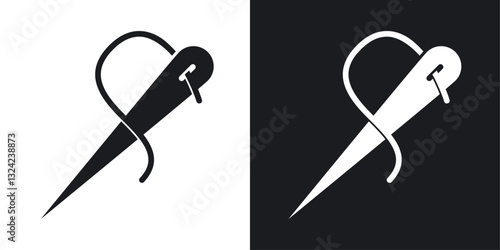 Thread needle Icons vectors set for web designs in black colors