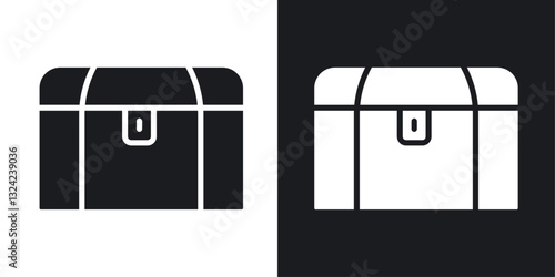 Treasure chest Icons vectors set for web designs in black colors