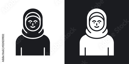 Woman wearing hijab Icons vectors set for web designs in black colors