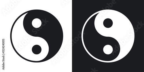 Yin yang Icons vectors set for web designs in black colors