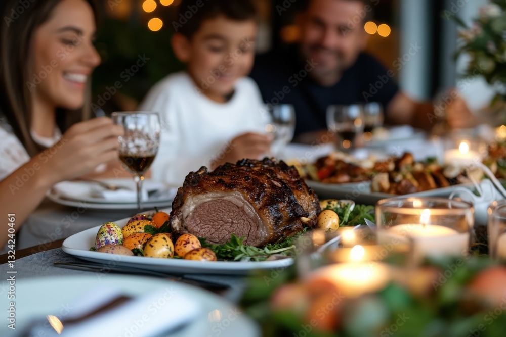 Fototapeta premium A vibrant family meal showcases colorful ingredients and laughter between loved ones, creating beautiful memories during a gathering filled with joy and delicious flavors.