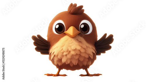 cute cartoon chicken isolated on white background or transparent background. 3d render chicken mascot.
