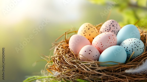 Easter day festival celebrating happiness with custom cakes rabbits and colorful eggs in a joyful spring environment