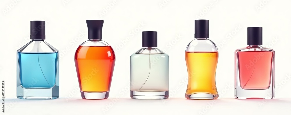 Set of minimalist perfume bottle icons in various shapes and sizes, scent, design, fragrance Set of minimalist perfume bottle icons in various shapes and sizes, scent, design, fragrance