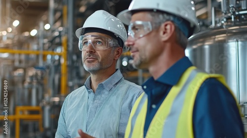 Industrial leaders discuss safety protocols in manufacturing facility expert insights production environment professional perspective