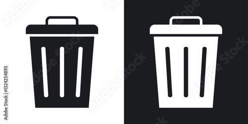 Bin icons in flat vector style