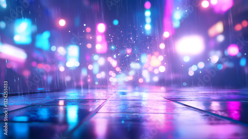 ネオン街のボケ背景
