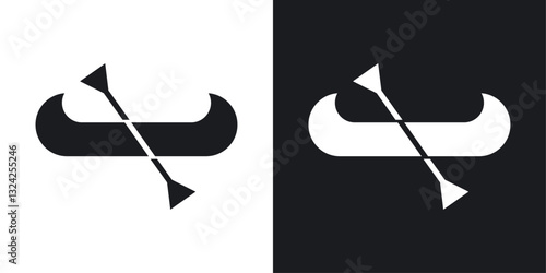 Canoe icons in flat vector style