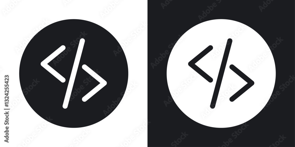Code icons in flat vector style Code icons in flat vector style