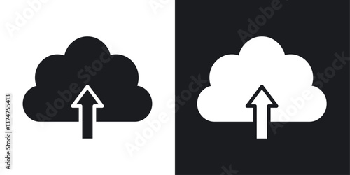 Cloud upload icons in flat vector style