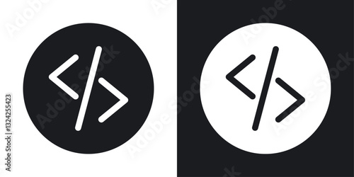 Code icons in flat vector style