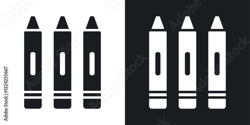 Crayon icons in flat vector style