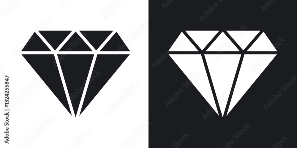 Diamond icons in flat vector style Diamond icons in flat vector style