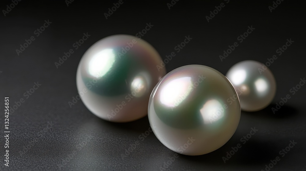 Elegant close-up of luxurious pearls on a dark background with soft reflections Elegant close-up of luxurious pearls on a dark background with soft reflections