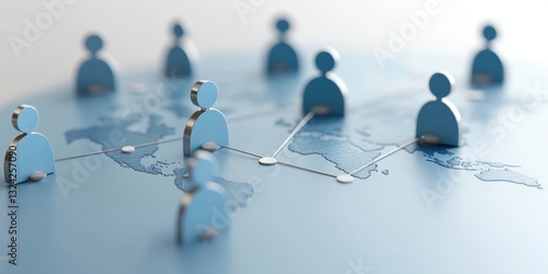 Obraz na płótnie Business Networking on Earth Map with Human Nodes Connection