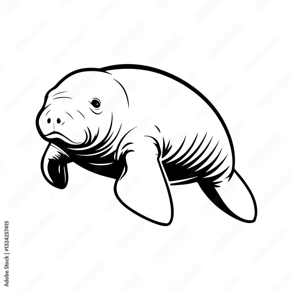 Manatee Simple Vector Logo – High-Contrast Flat Design Illustration Manatee Simple Vector Logo – High-Contrast Flat Design Illustration